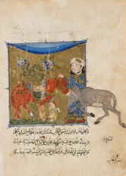 イブン・ザファールによるスルワン・アル・ムタのフォリオ。 verso-イノシシと馬